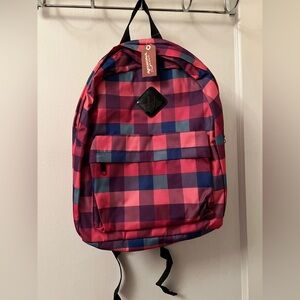Stylish Pink and Purple Checkered Backpack | School Backpack